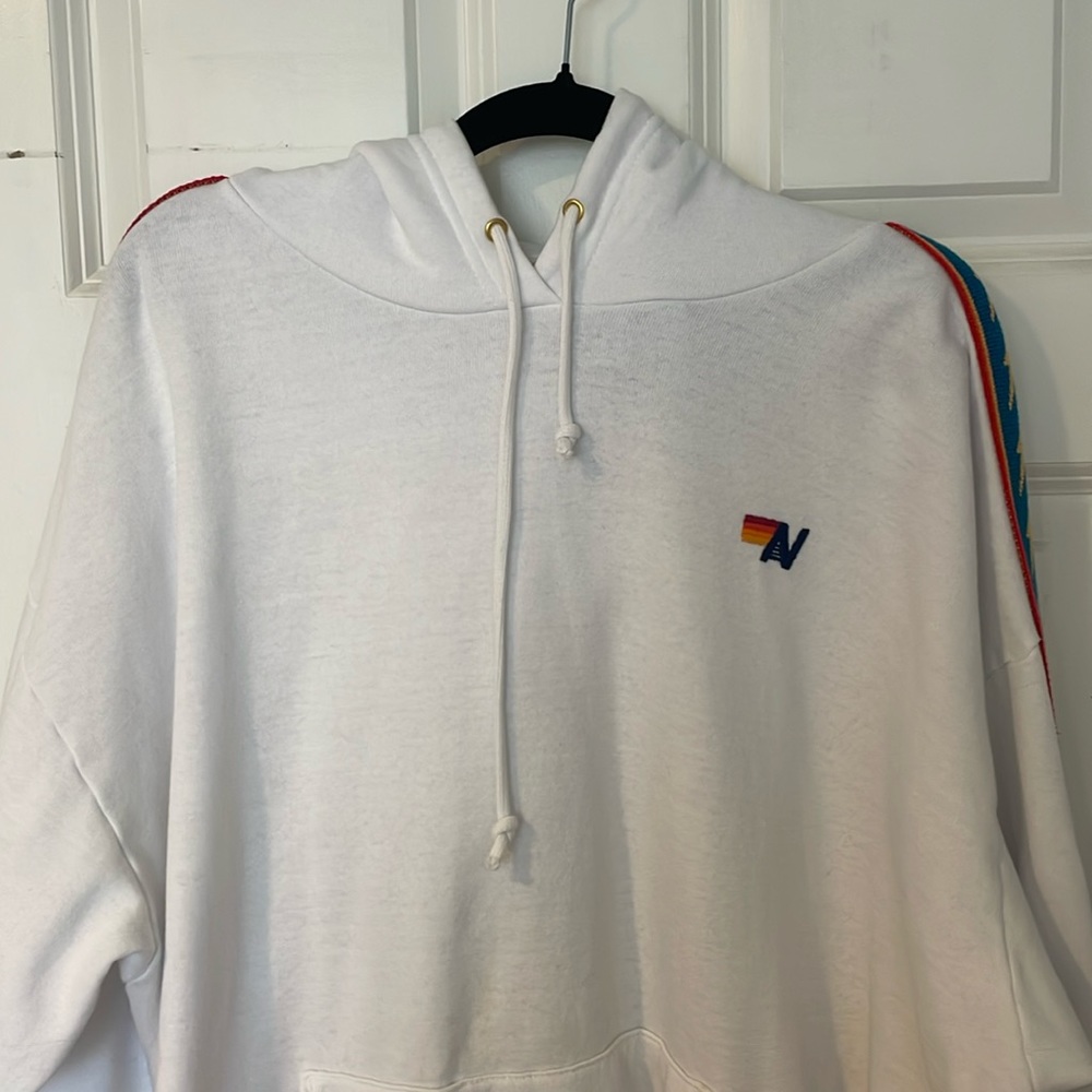 Aviator Nation Bolt Stripe Relaxed Pullover Hoodie